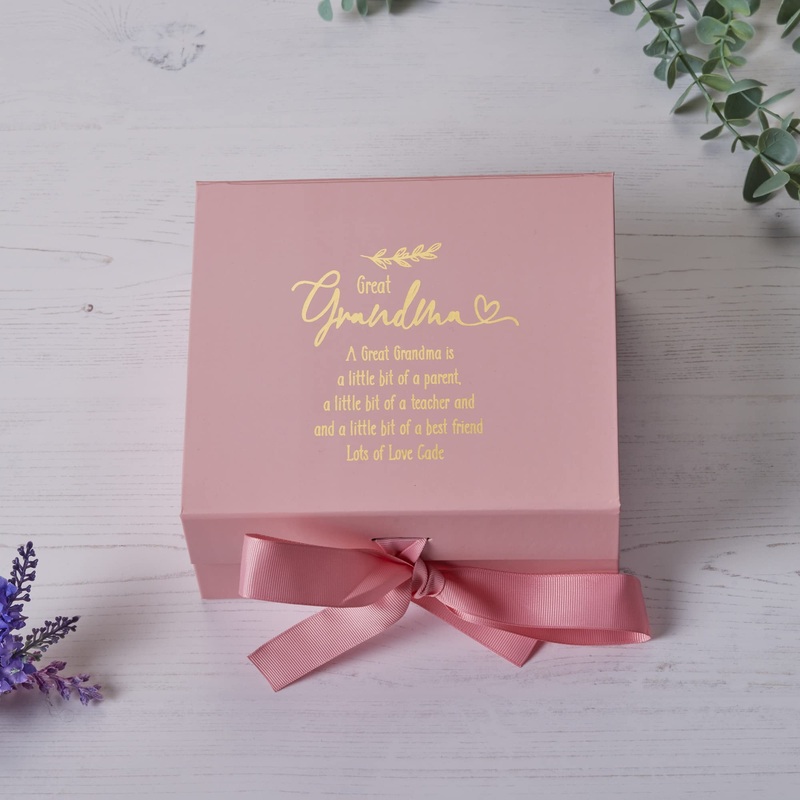 Personalised Great Grandma Pink Gift Box With Sentiment