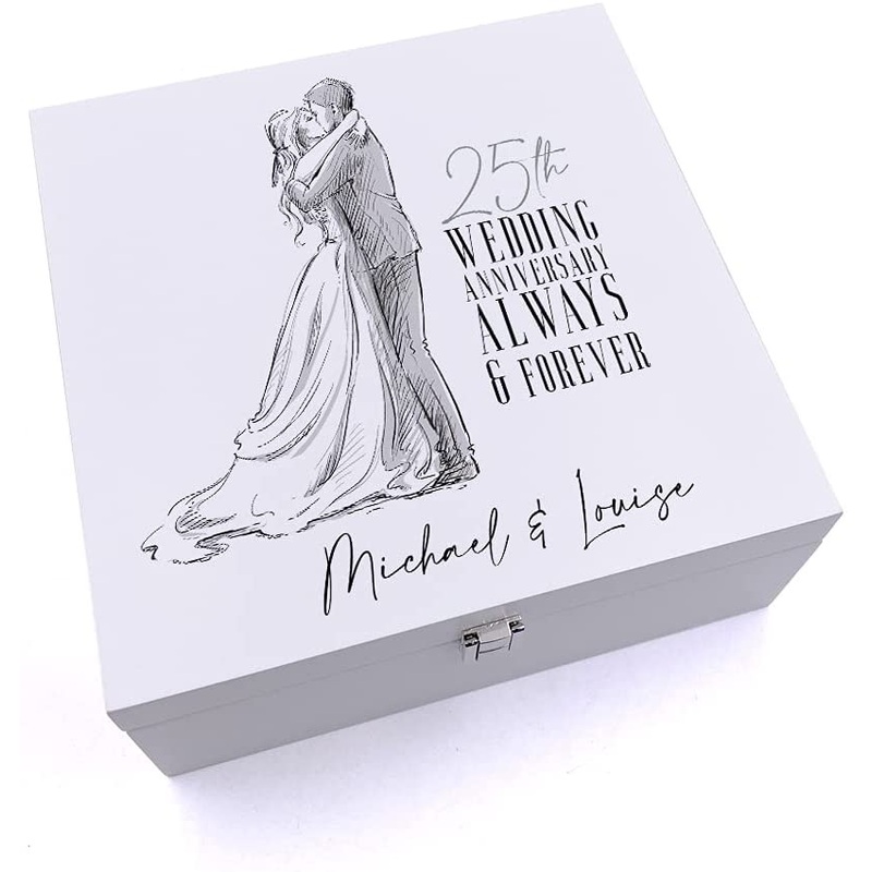 Personalised Luxury Wooden 25th Wedding Anniversary Keepsake Box