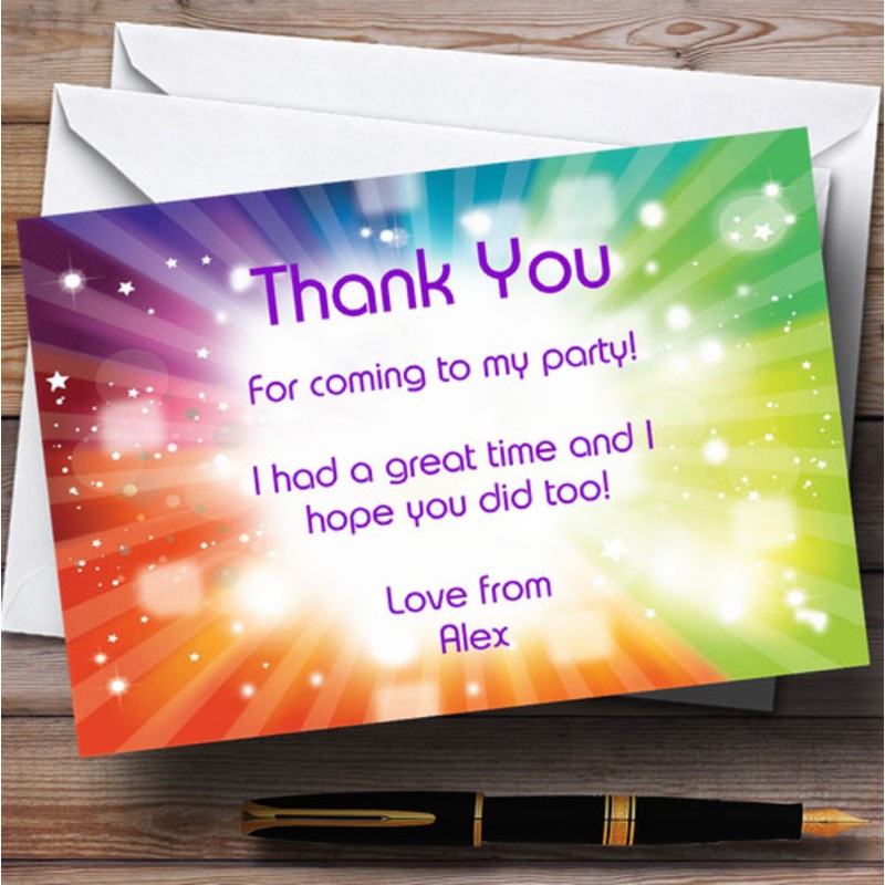 Rainbow Colours And Stars Personalised Party Thank You Cards – The Card Zoo