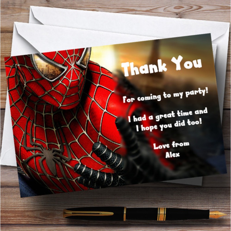 Spiderman Personalised Children’s Party Thank You Cards – The Card Zoo