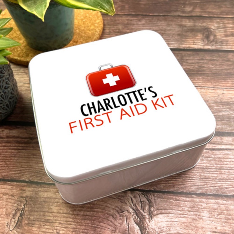 Square First Aid Kit Personalised Medicine Tin – The Card Zoo