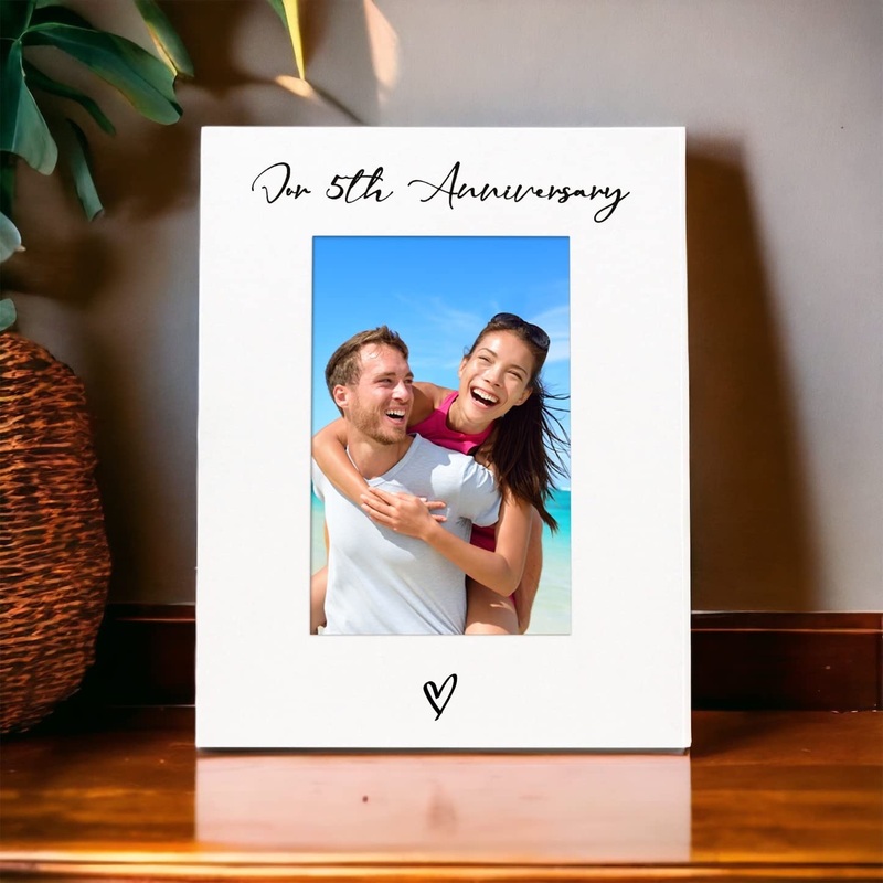 White 6×4 Portrait Picture Photo Frame 5th Anniversary Heart