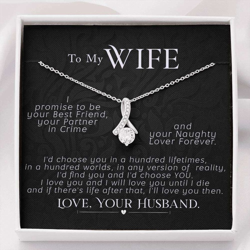Wife Necklace, To My Wife Necklace Anniversary Gift Cz Gift For Her, I Promise To Be!