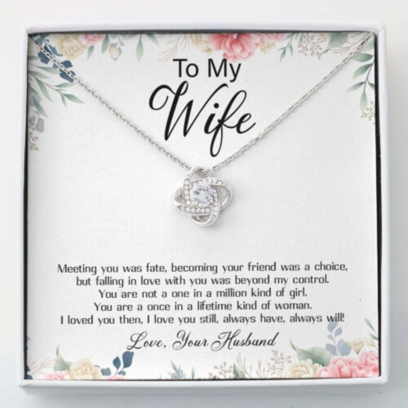 Wife Necklace, To My Wife Necklace, Husband To Wife Necklace, Gift For Wife With Message Card Gift Box, Love Knot