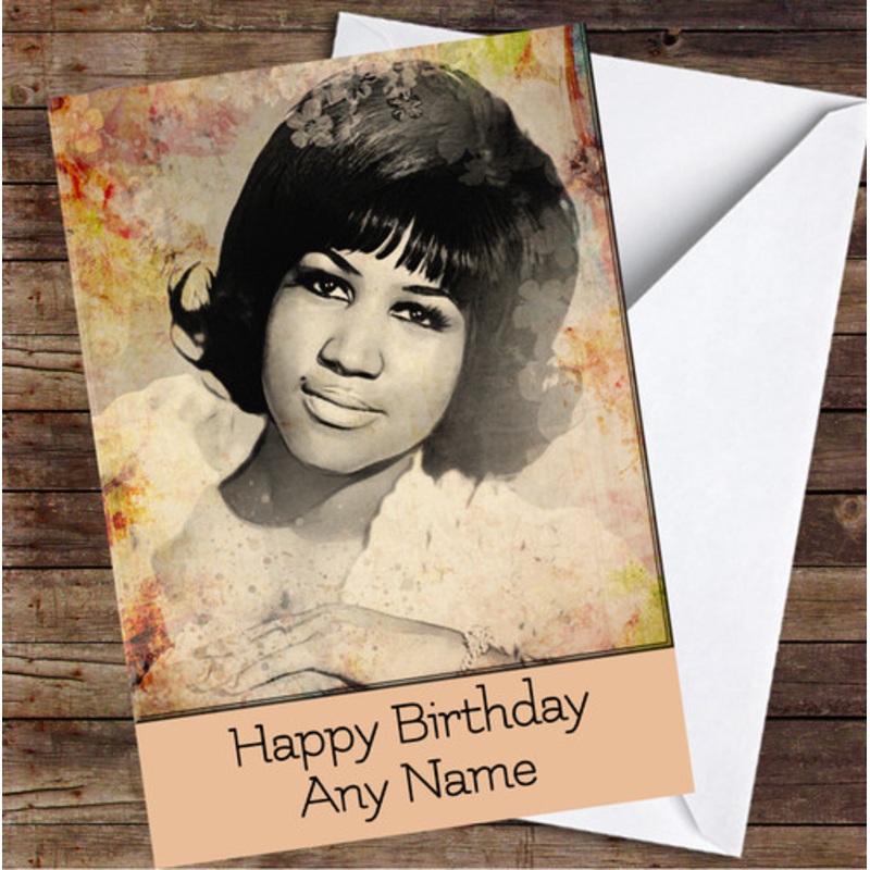 Aretha Franklin Vintage Splatter Personalised Birthday Card – The Card Zoo