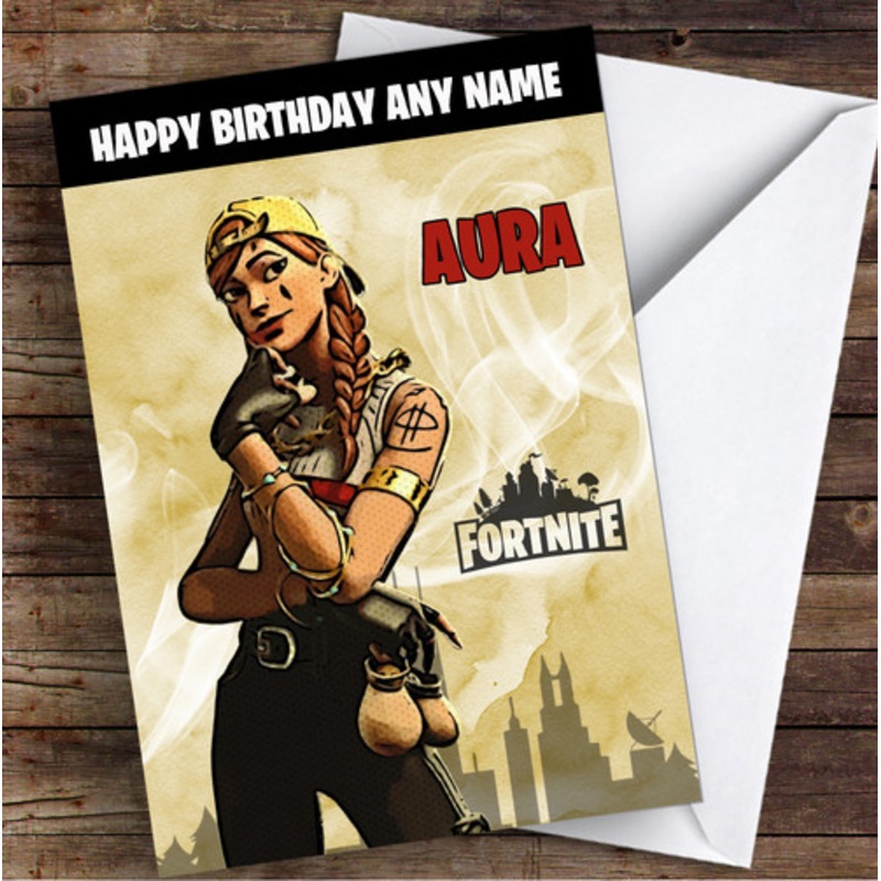 Aura Gaming Comic Style Kids Fortnite Skin Children’s Personalised Birthday Card – The Card Zoo