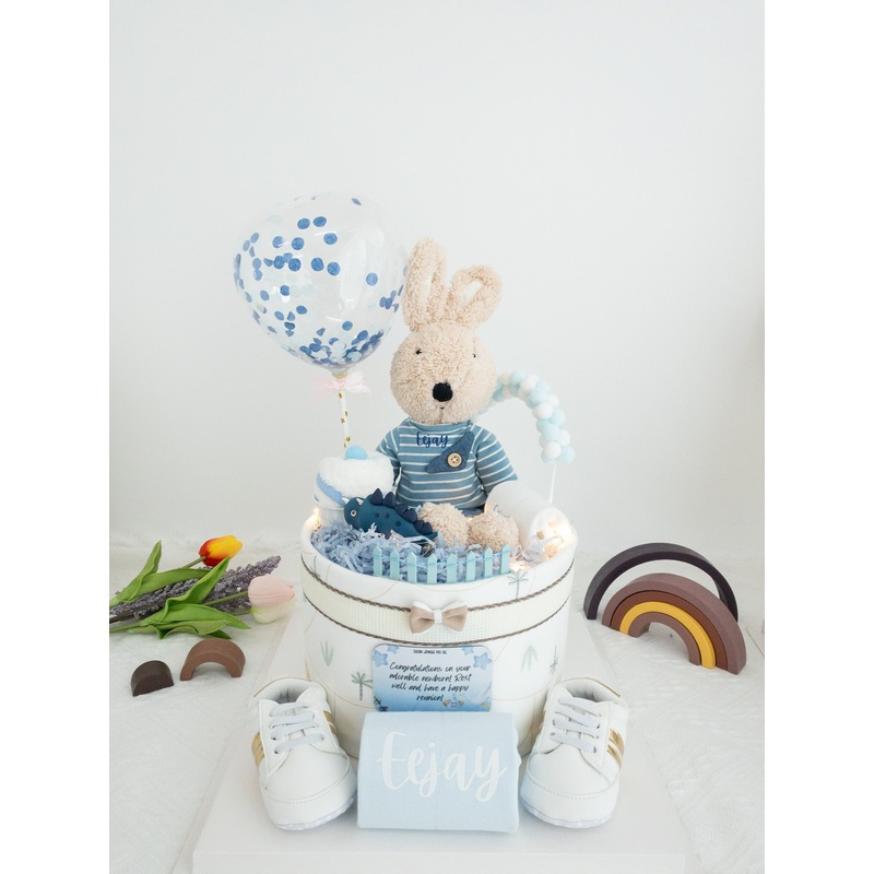 [Best Baby Gifts In Town] Personalized 1 Tier Diaper Cake OT008 | Newborn/Birthday | Nationwide Delivery