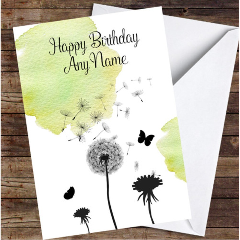 Dandelion Seeds Watercolour Green Personalised Birthday Card – The Card Zoo