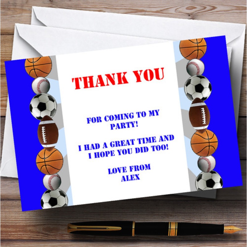 Football Sports Personalised Birthday Party Thank You Cards – The Card Zoo