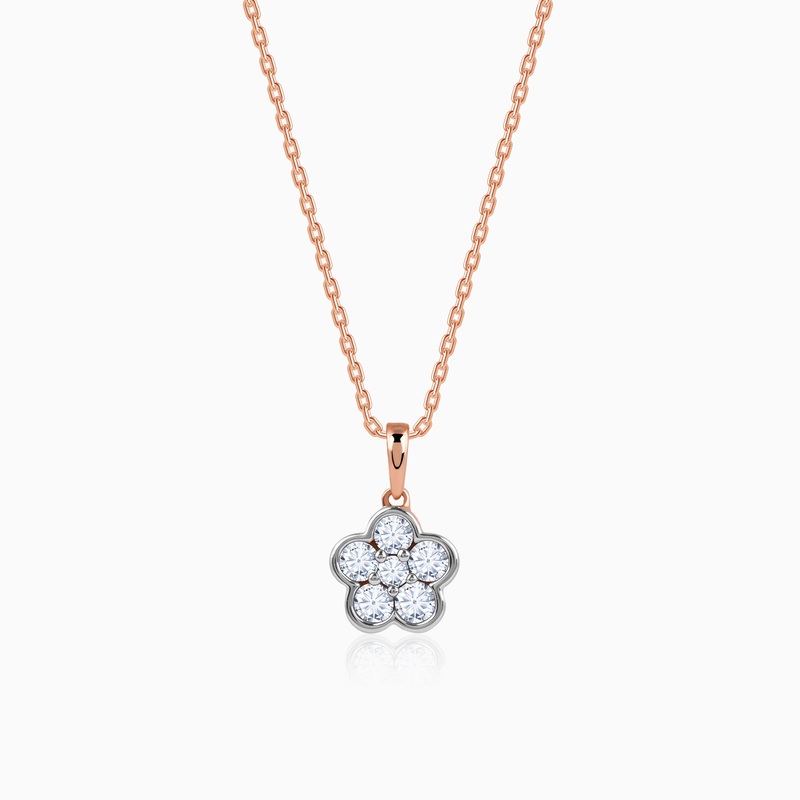 Rose Gold Floral Dazzle Diamond Pendant