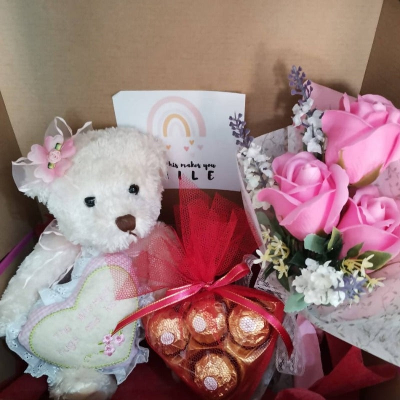 Sweet Bear, Ferrero Rocher, Mini Soap Roses Bouquet (Klang Valley Delivery)