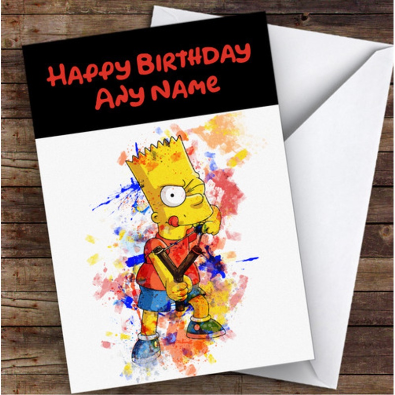 Bart Simpson Watercolour Splatter The Simpsons Children’s Kids Birthday Card – The Card Zoo