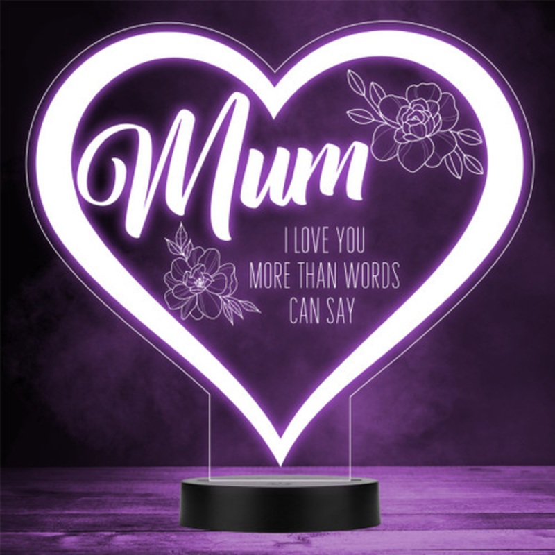 Mum I Love You Flowers Mother’s Day Personalised Gift Colour Change Night Light – The Card Zoo