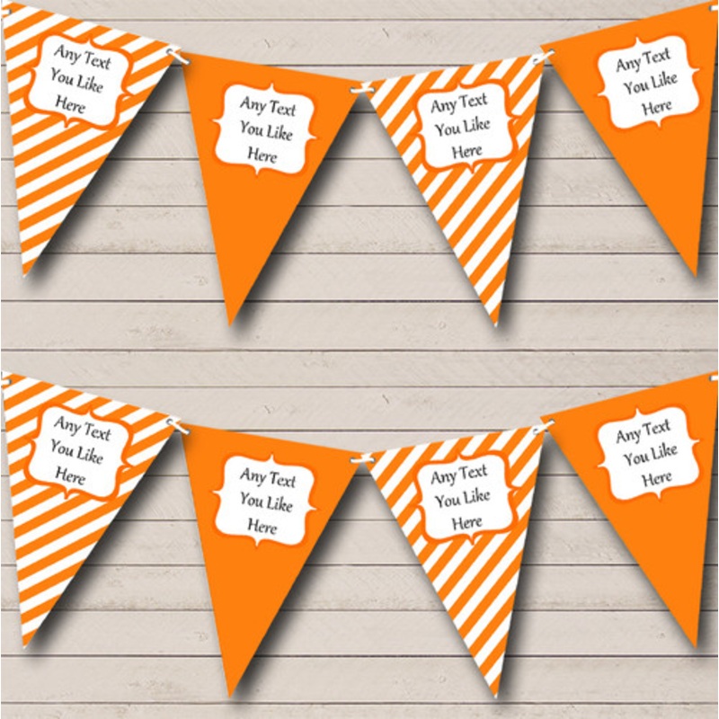 Orange And White Stripes Personalised Birthday Party Bunting – The Card Zoo