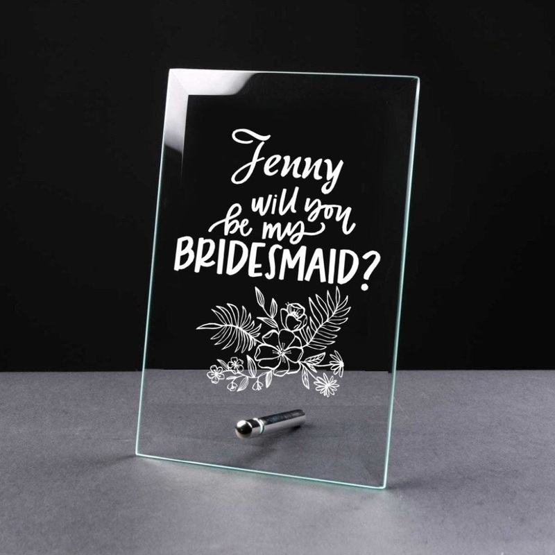 Personalised Will You Be My Bridesmaid Gift Glass Plaque