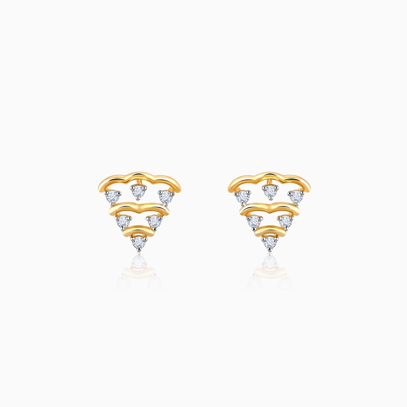 Gold Pyramid Diamond Studs