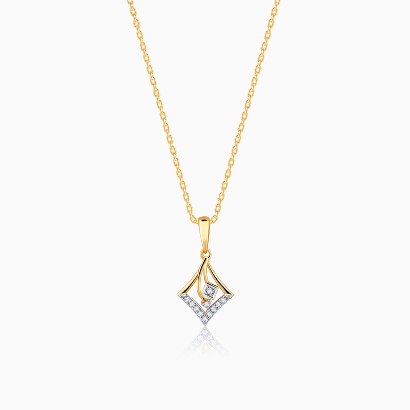 Gold Stellar Rhombus Diamond Pendant