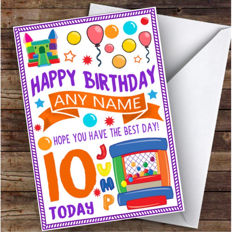 Jump Bouncy Castle Any Age and Name Personalised Children’s Birthday Card – The Card Zoo