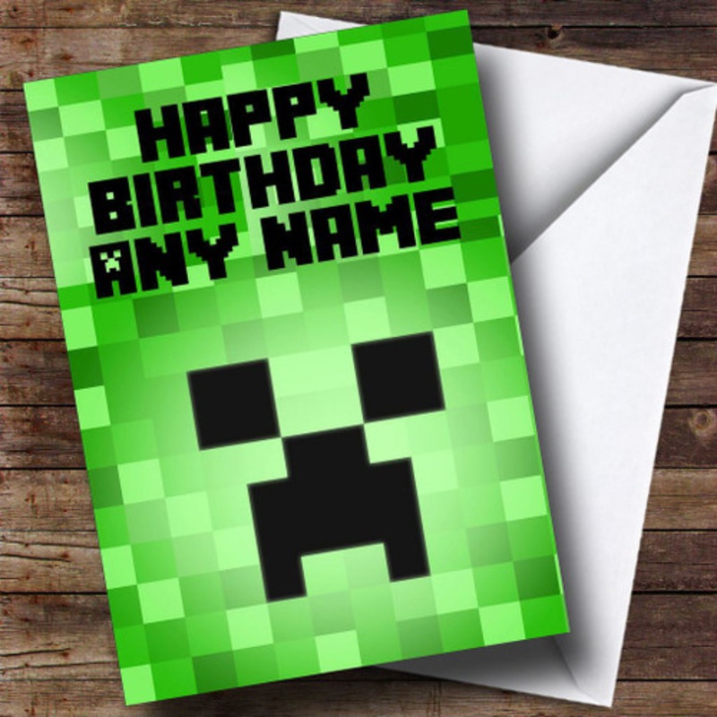 Minecraft Creeper Personalised Birthday Card – The Card Zoo