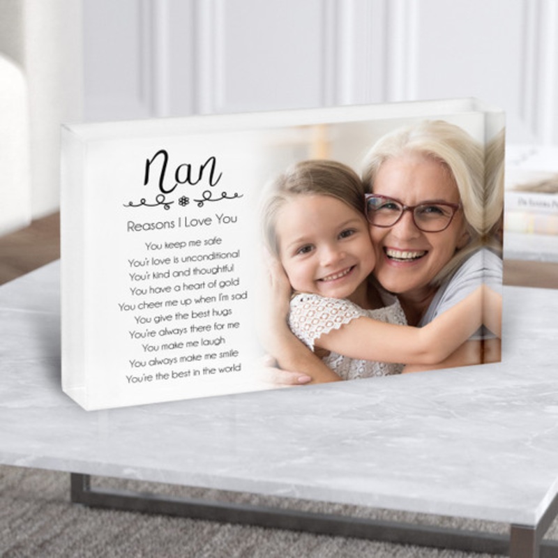 Reasons I Love You Nan Photo Personalised Gift Acrylic Block – The Card Zoo