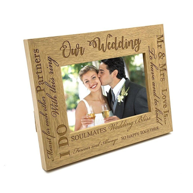 Wedding Day Multi Script Wooden Photo Frame Gift