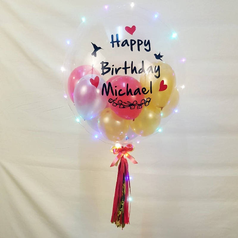 22-inch Personalized Balloon With Lights and Mini Balloons