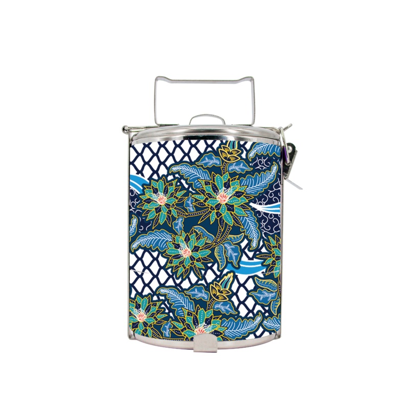BDARI Tiffin Carrier – Blue Batik Flower (Nationwide Delivery)