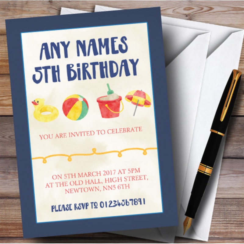 Beach Ball Swimming Children’s Birthday Party Invitations – The Card Zoo