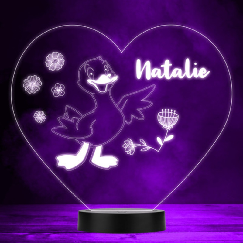 Cute Smiling Duck and Flowers Led Lamp Personalised Gift Night Light – The Card Zoo