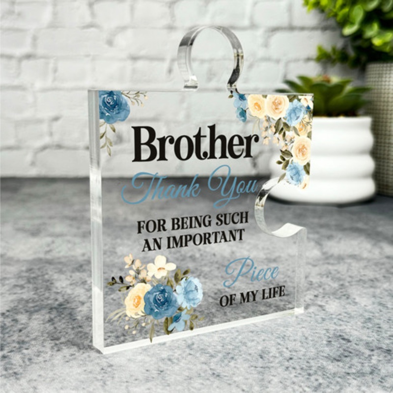 Gift For Brother Thank You Blue Floral Puzzle Piece Keepsake Plaque Ornament – The Card Zoo
