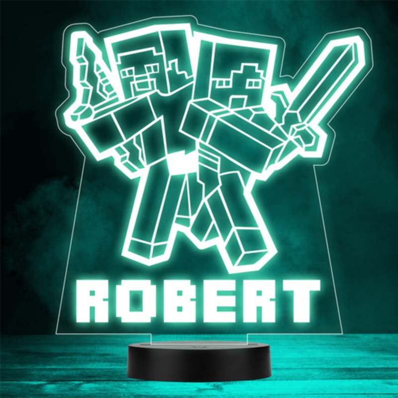 Minecraft Gaming Characters Steve and Alex LED Personalised Gift Night Light – The Card Zoo