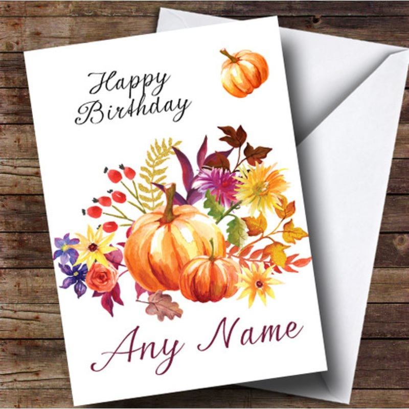 Pumpkin Floral Personalised Birthday Card – The Card Zoo