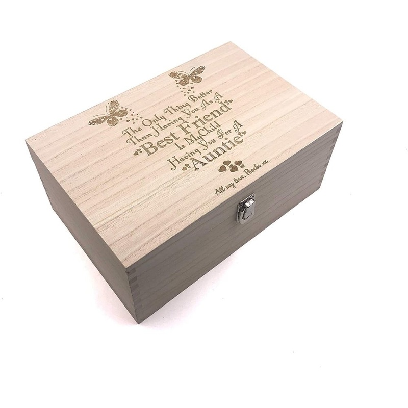 Raised Words Wooden Personalised Best Friend To Auntie Gift Box