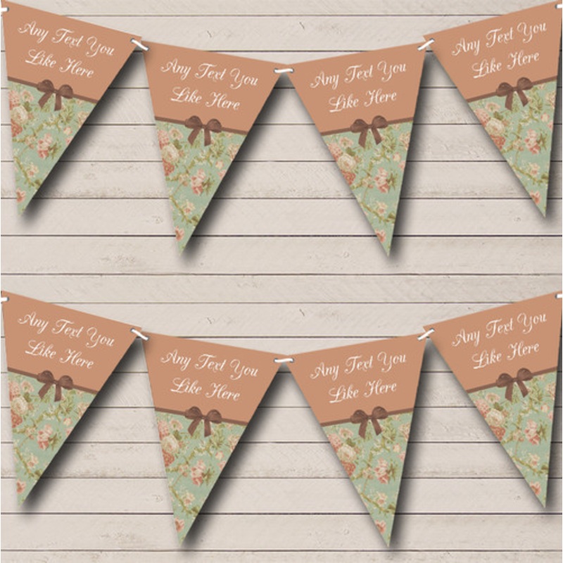 Shabby Chic Vintage Green Personalised Birthday Party Bunting – The Card Zoo