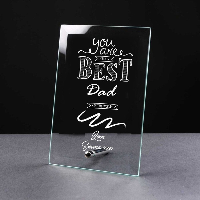 Best Dad Gift Sentiment Personalised Engraved Glass Plaque