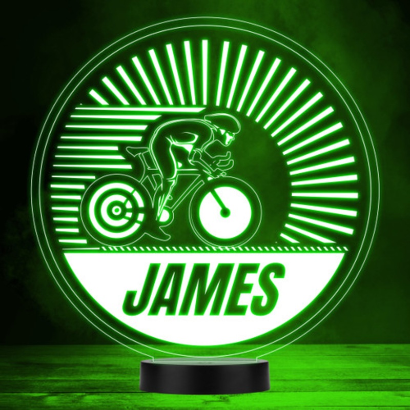Cycling Race Bike Rider Cyclist Sports Fan Personalised LED Colour Night Light – The Card Zoo