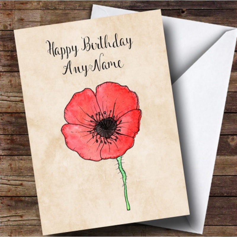 Vintage Poppy Personalised Birthday Card – The Card Zoo