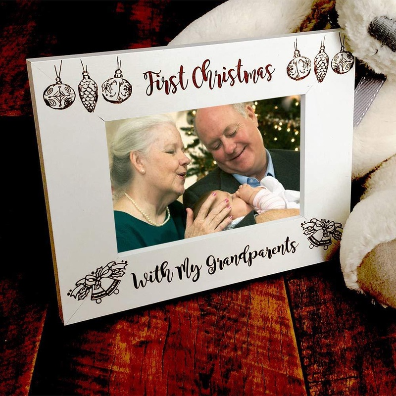 White Wooden First Christmas With My Grandparents Photo Frame Gift