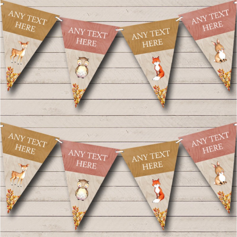 Woodland Animals Fox Owl Deer Rabbit Personalised Children’s Party Bunting – The Card Zoo