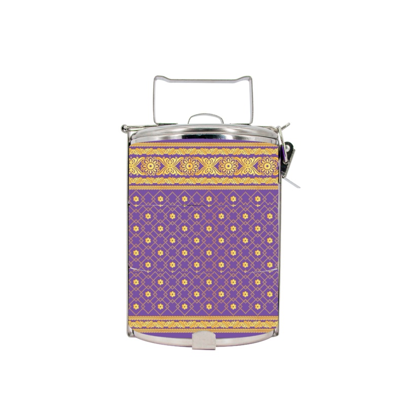 BDARI Tiffin Carrier – Indian Saree Royal Purple (Nationwide Delivery)