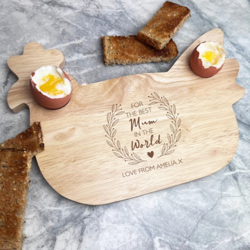 Best Mum In The World Personalised Gift Eggs Toast Chicken Breakfast Board – The Card Zoo