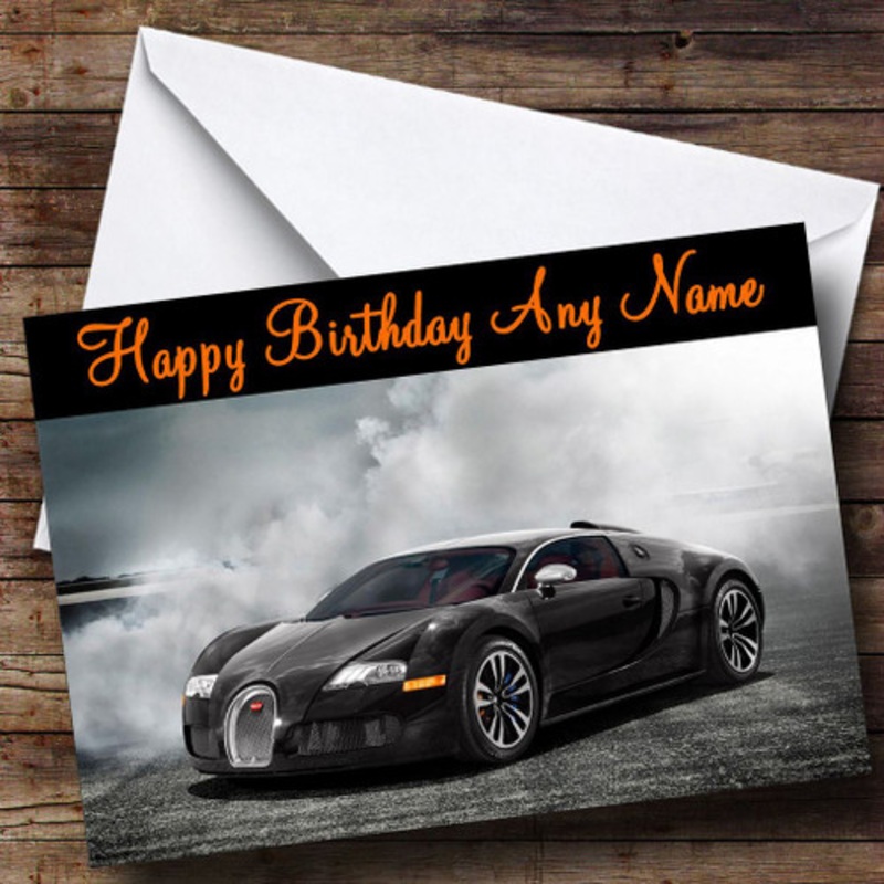 Black Bugatti Veyron Personalised Birthday Card – The Card Zoo