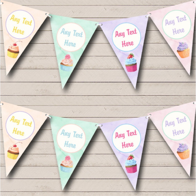 Cakes Cupcakes Baking Pastel Personalised Children’s Party Bunting – The Card Zoo