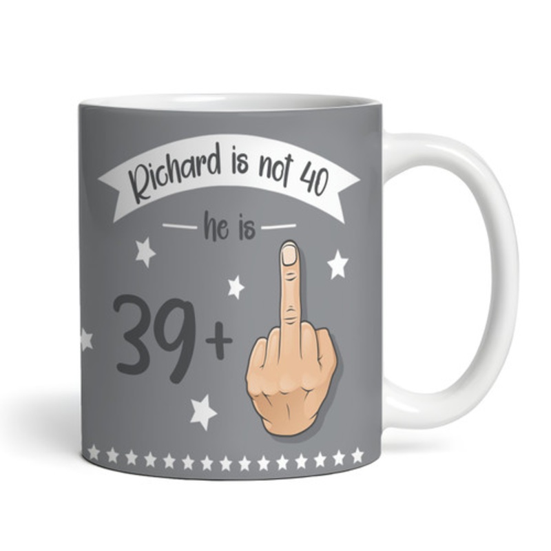 Funny 40th Birthday Gift Middle Finger 39+1 Joke Grey Photo Personalised Mug – The Card Zoo