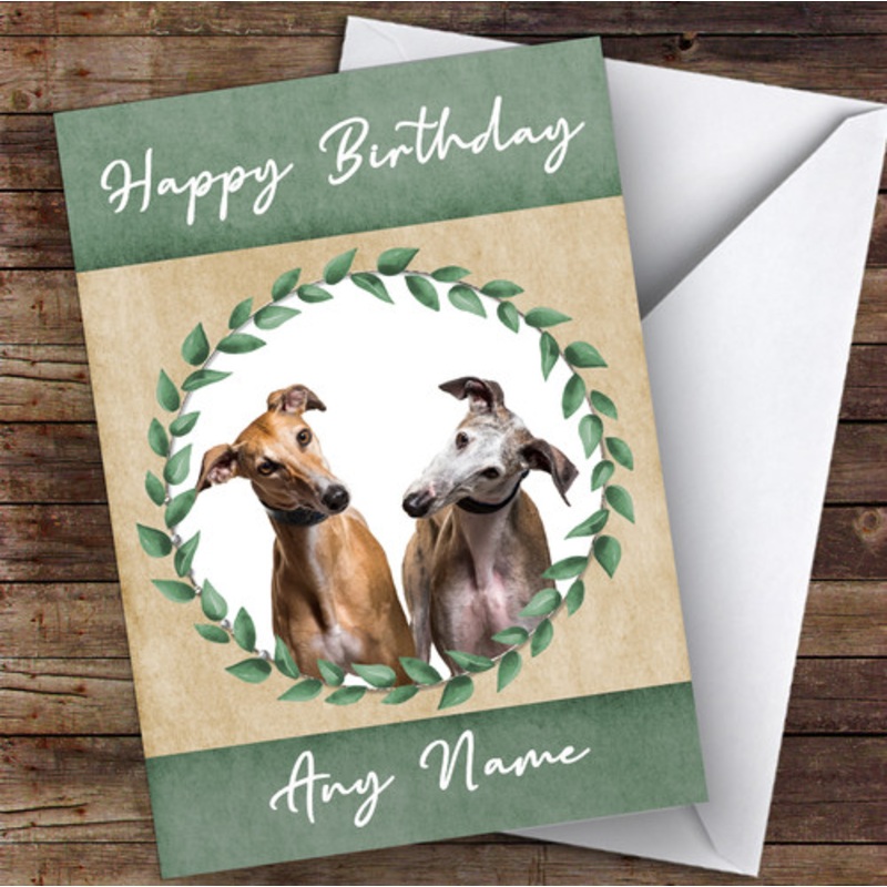 Greyhound Dog Green Animal Personalised Birthday Card – The Card Zoo