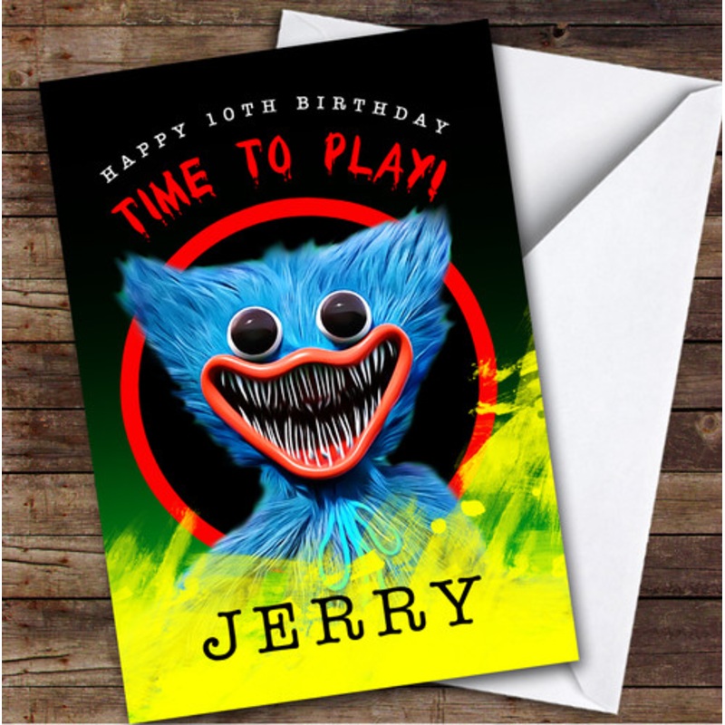 Huggy Wuggy Time To Play Personalised Kids Children’s Birthday Card – The Card Zoo