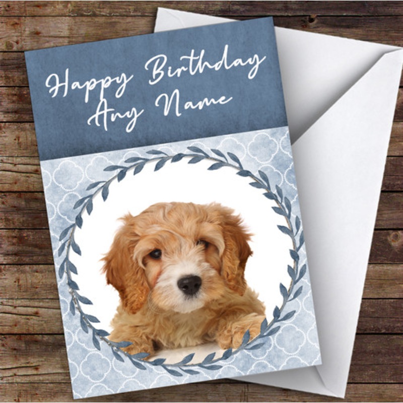 Cavapoo Dog Blue Animal Personalised Birthday Card – The Card Zoo