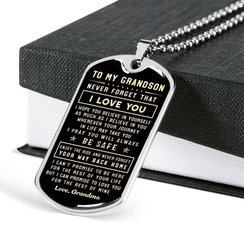 Custom I Pray YouLl Always Be Safe Dog Tag Military Chain Necklace Gift For Grandson Dog Tag