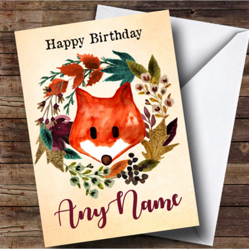 Fox Autumn Wreath Personalised Birthday Card – The Card Zoo