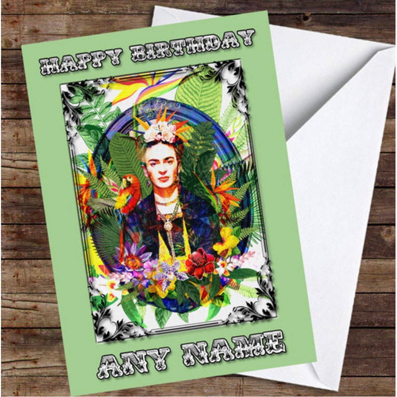 Frida Kahlo Iconic Colourful Tropical Parrots Personalised Birthday Card – The Card Zoo